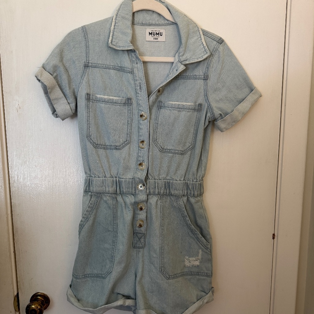 Show Me Your Mumu Denim Romper